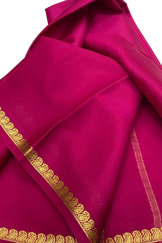 Pink Mysore Handloom Pure Crepe Silk Saree
