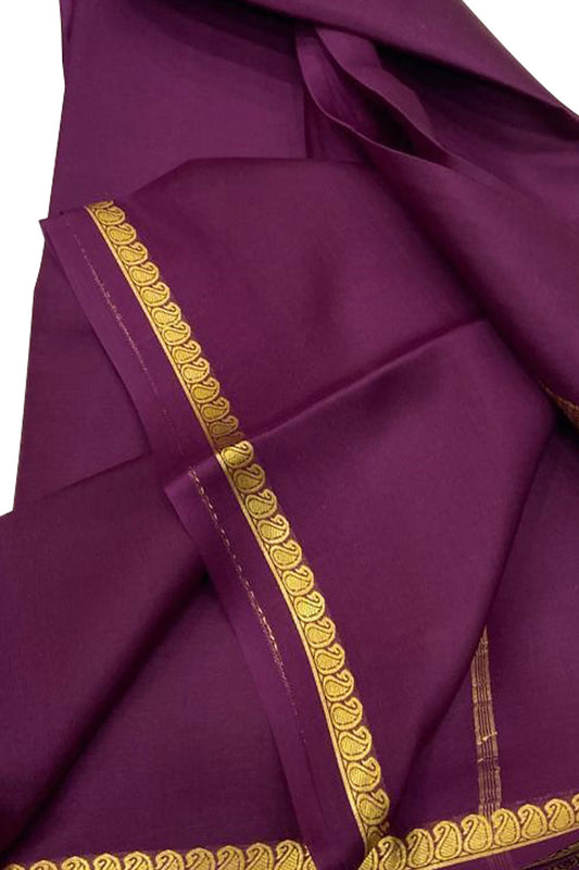 Purple Mysore Handloom Pure Crepe Silk Saree - Luxurion World