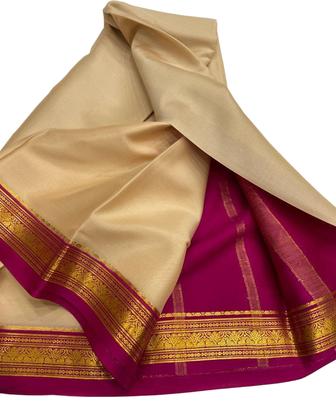 Pastel And Pink Mysore Handloom Pure Crepe Silk Saree - Luxurion World