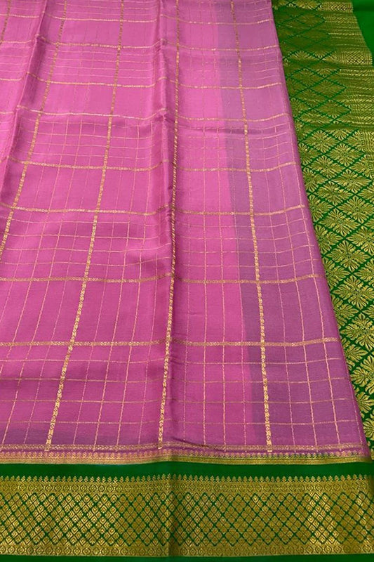 Pink Mysore Handloom Pure Crepe Silk Saree