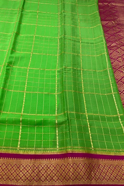 Green Mysore Handloom Pure Crepe Silk Saree - Luxurion World
