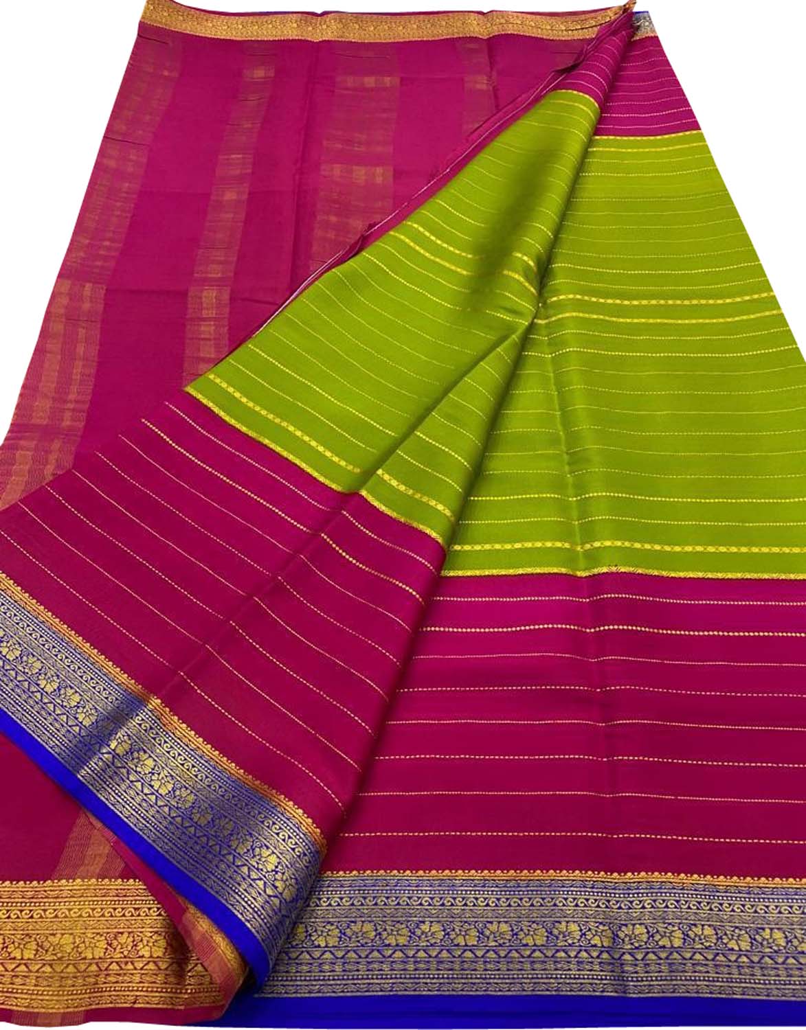Elegant Green Mysore Handloom Pure Crepe Silk Saree - Luxurion World
