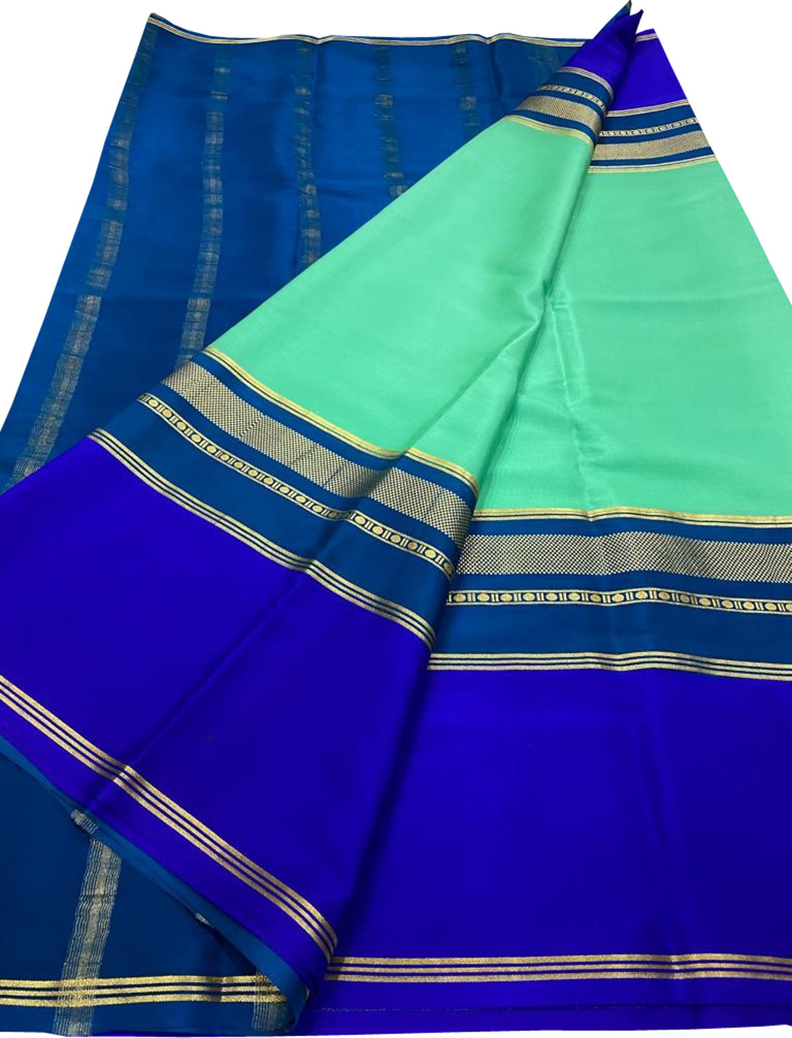 Elegant Blue Mysore Handloom Pure Crepe Silk Saree - Luxurion World