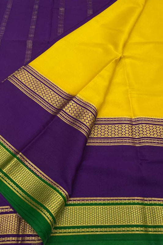 Exquisite Yellow Mysore Handloom Pure Crepe Silk Saree: A Timeless Elegance - Luxurion World