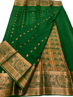 Elegant Green Mysore Handloom Pure Crepe Silk Saree - Luxurion World