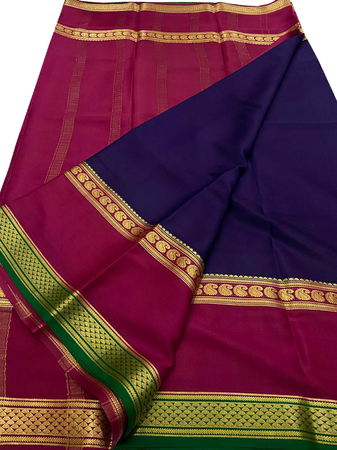Elegant Blue Mysore Handloom Pure Crepe Silk Saree - Luxurion World