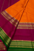 Elegant Orange Mysore Handloom Pure Crepe Silk Saree - Luxurion World