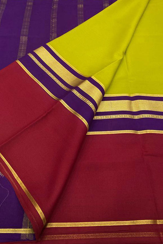 Elegant Green Mysore Handloom Pure Crepe Silk Saree - Luxurion World