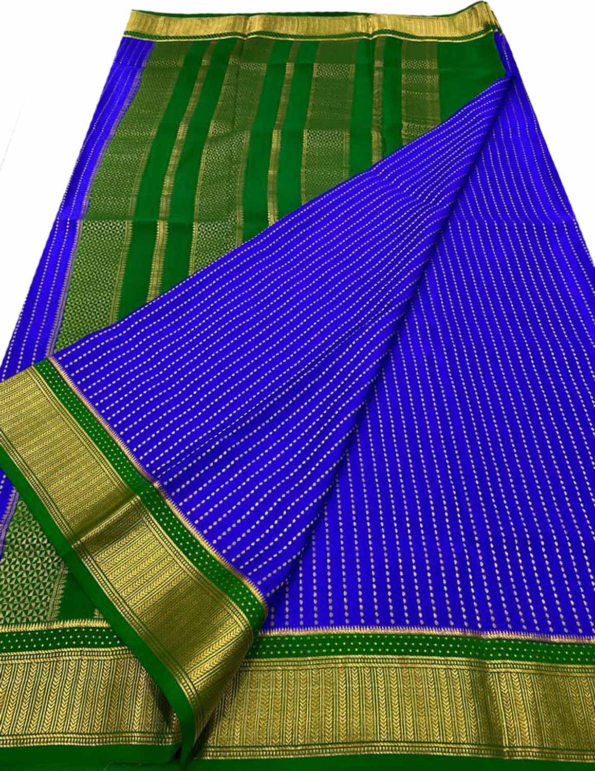 Elegant Blue Mysore Silk Saree: Handloom Crepe - Luxurion World
