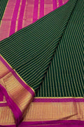 Elegant Green Crepe Silk Saree - Handloom Mysore Craftsmanship - Luxurion World