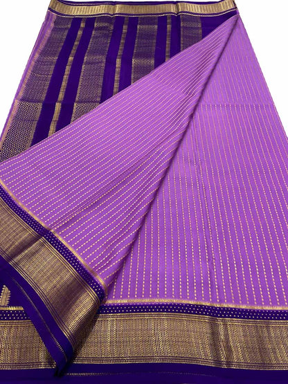 Exquisite Purple Mysore Handloom Crepe Silk Saree - Luxurion World