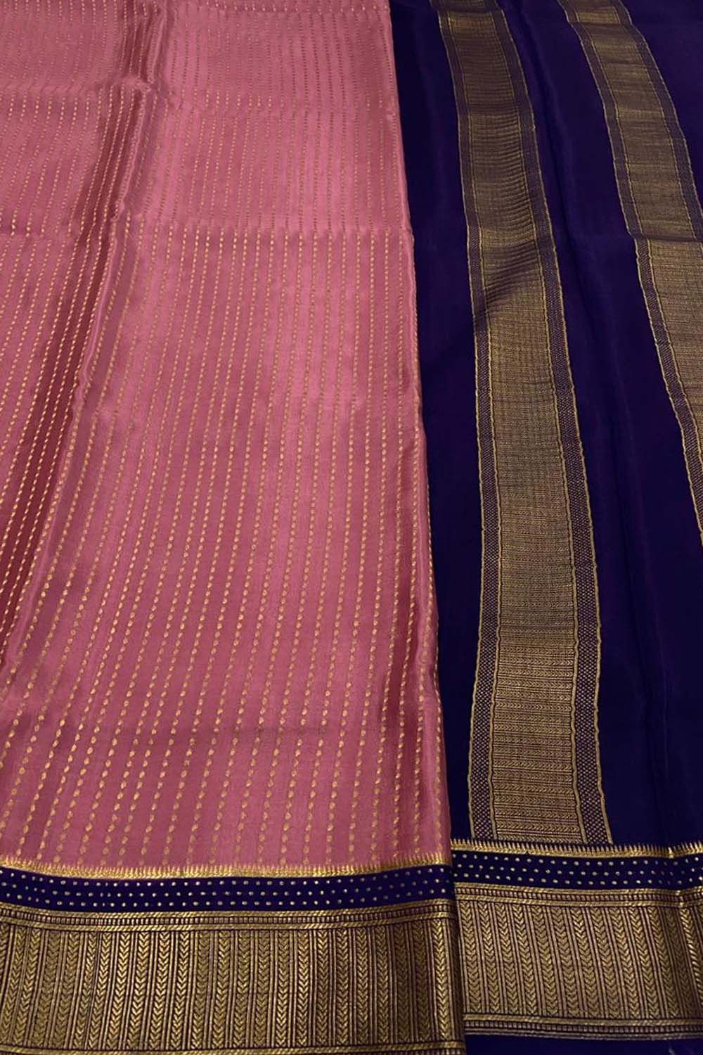 Exquisite Pink Mysore Handloom Pure Crepe Silk Saree - Luxurion World
