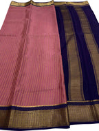 Exquisite Pink Mysore Handloom Pure Crepe Silk Saree - Luxurion World