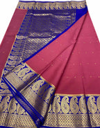 Exquisite Pink Mysore Handloom Crepe Silk Saree - Luxurion World