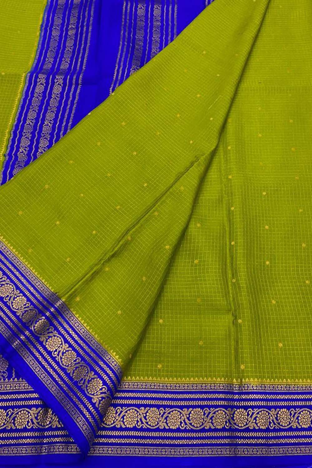 Exquisite Green Mysore Handloom Crepe Silk Saree - Luxurion World