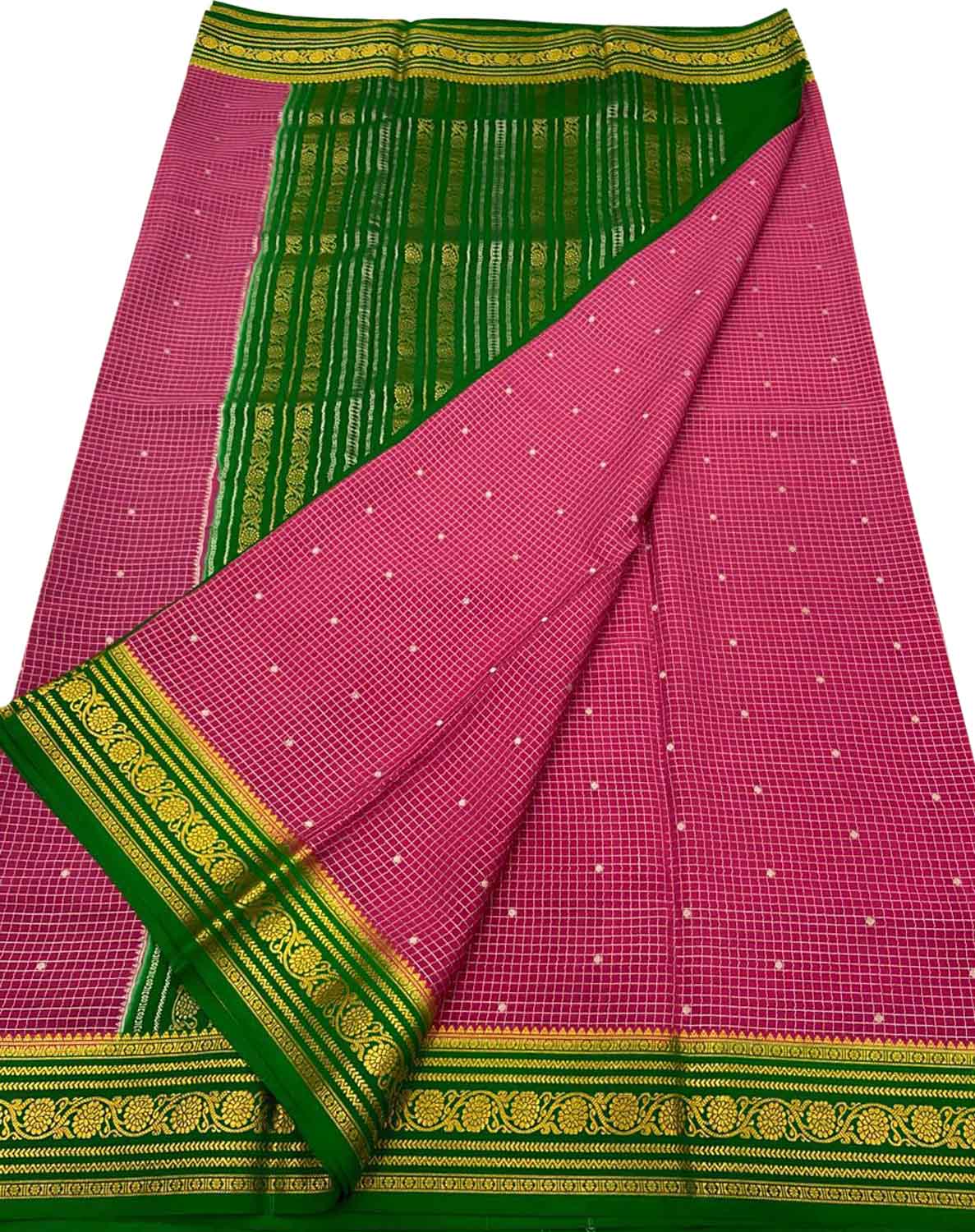Exquisite Pink Mysore Handloom Crepe Silk Saree - Luxurion World