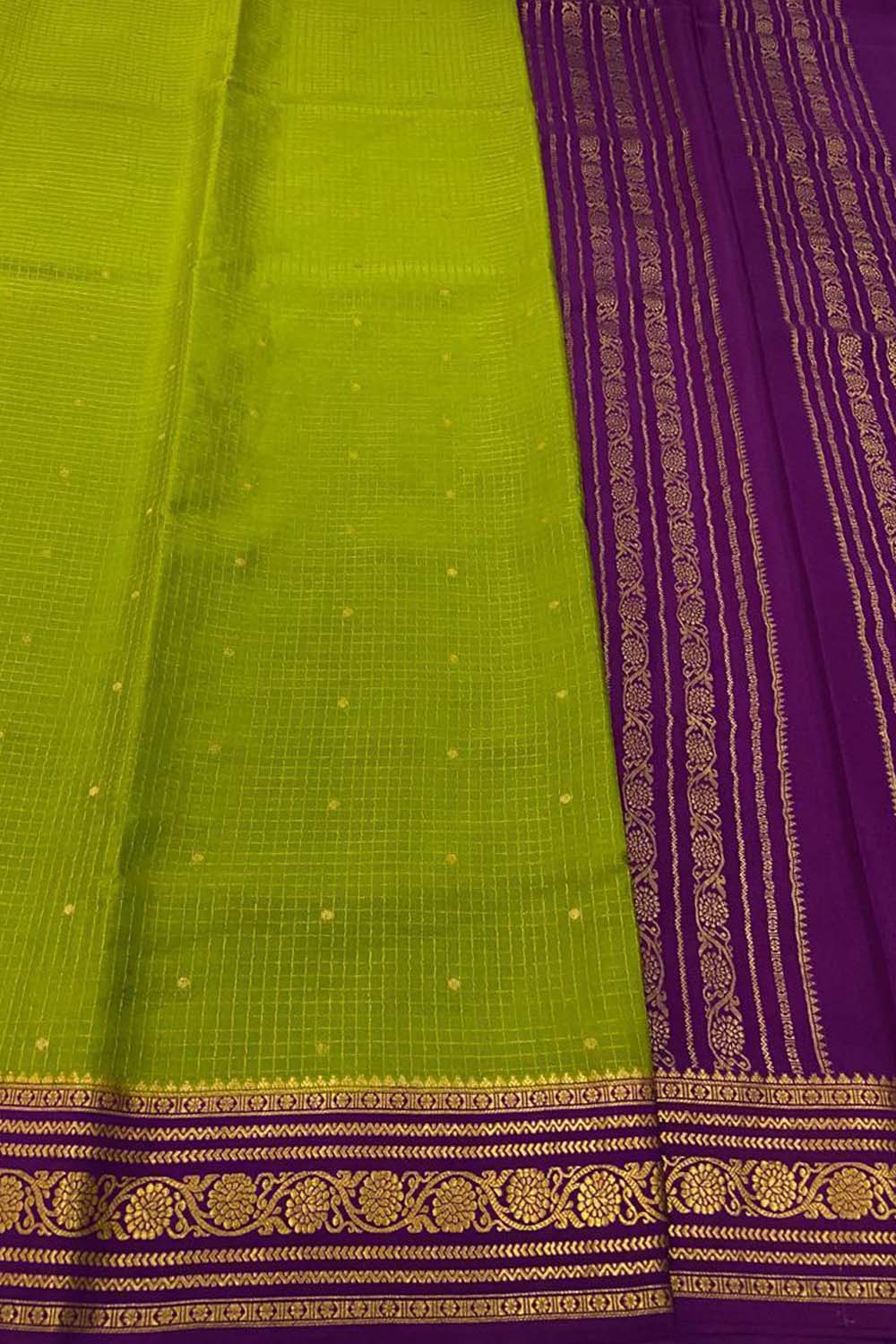 Elegant Green Mysore Crepe Silk Saree - Luxurion World