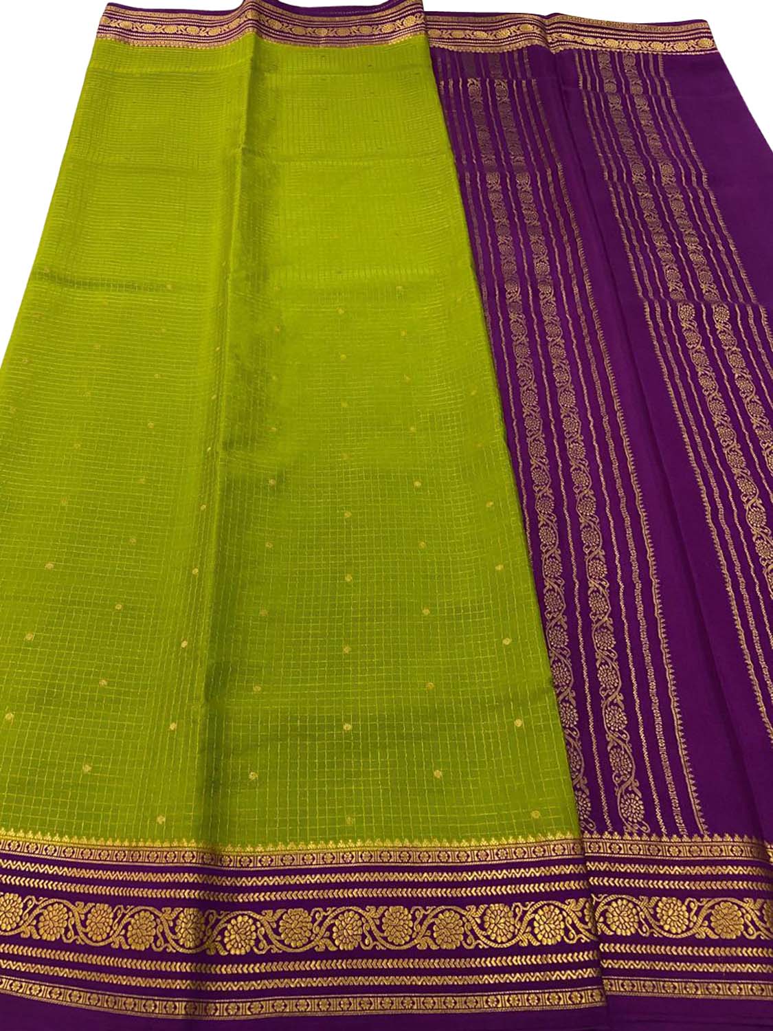 Elegant Green Mysore Crepe Silk Saree - Luxurion World