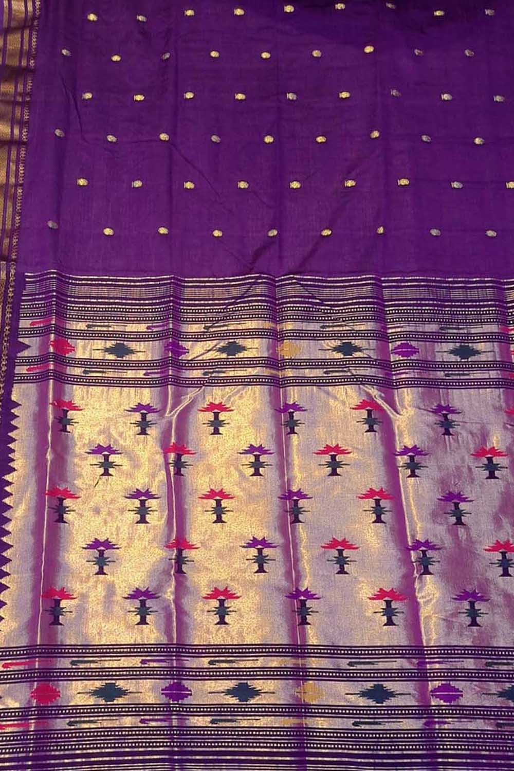 Exquisite Purple Paithani Handloom Cotton Saree - Pure Elegance - Luxurion World