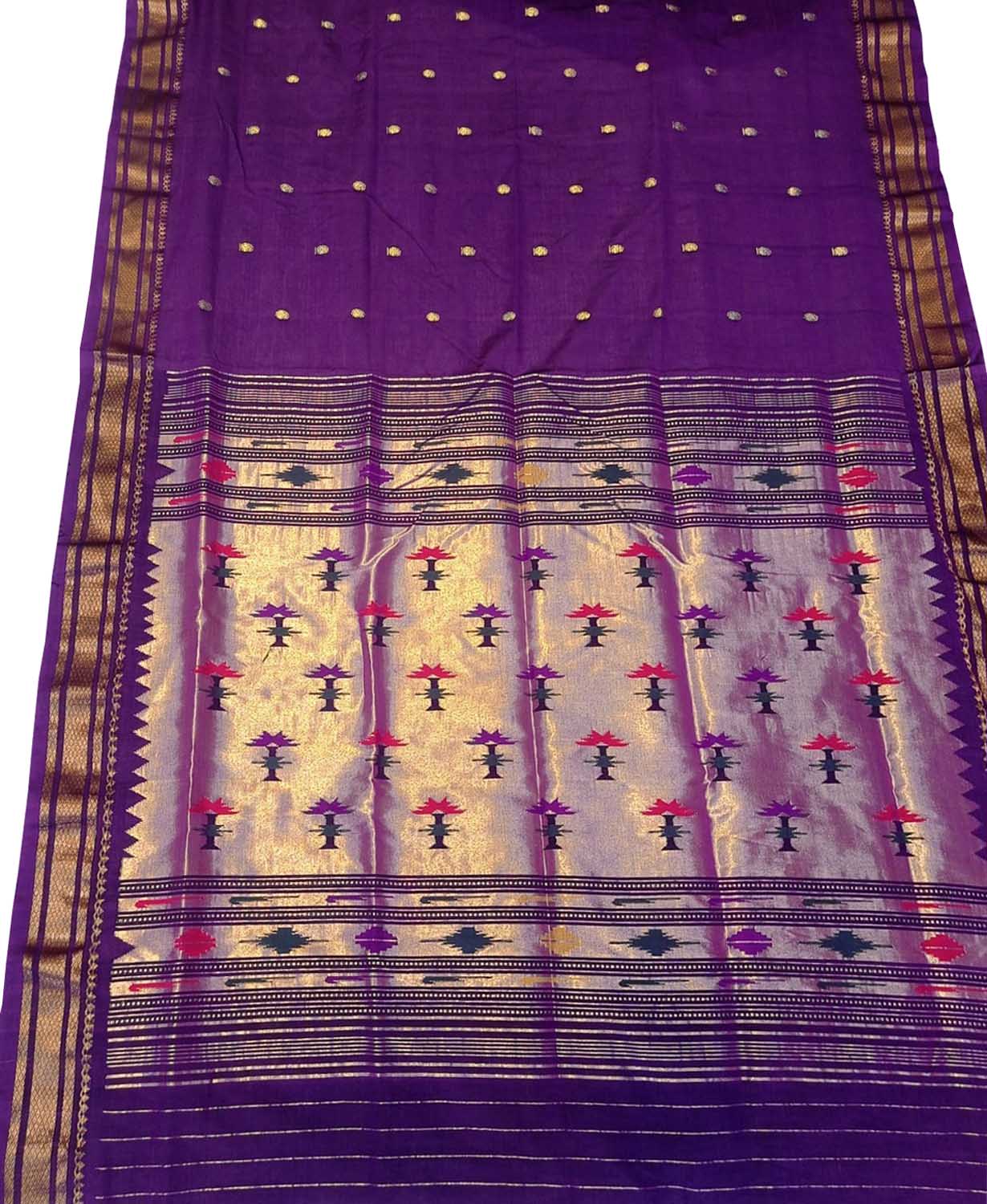 Exquisite Purple Paithani Handloom Cotton Saree - Pure Elegance - Luxurion World