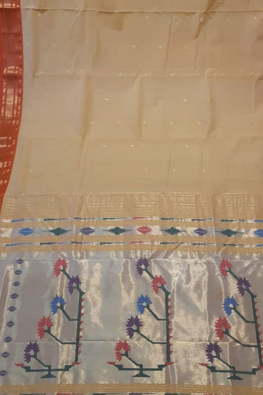 Shop the Best Pastel Paithani Handloom Cotton Saree Online - Luxurion World