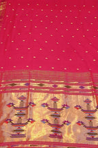 Pure Cotton Pink Paithani Handloom Saree - Traditional Elegance - Luxurion World