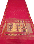 Pure Cotton Pink Paithani Handloom Saree - Traditional Elegance - Luxurion World