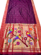 Elegant Purple Paithani Silk Saree with Muniya Border - Luxurion World