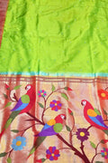 Green Paithani Silk Saree with Muniya Border - Luxurion World