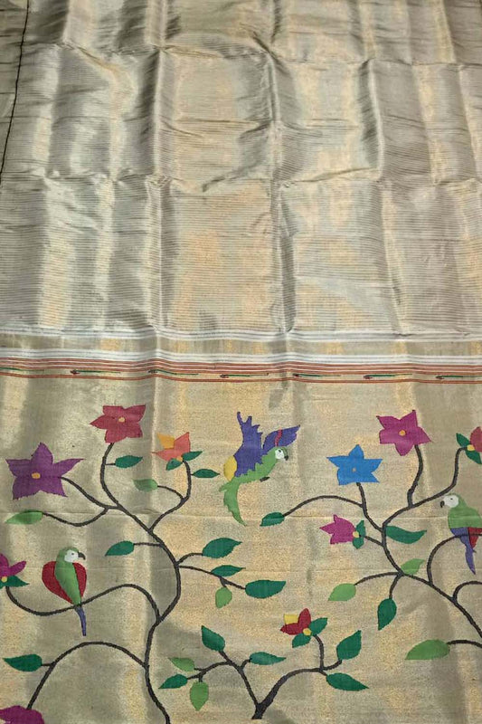 Elegant Pastel Paithani Silk Saree with Muniya Border - Luxurion World