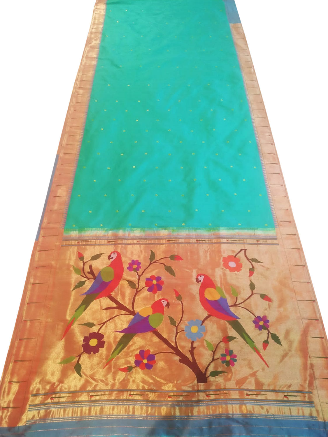 Elegant Green Paithani Silk Saree with Muniya Border - Luxurion World