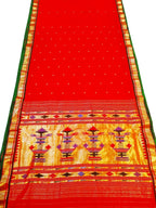 Red Paithani Handloom Pure Cotton Saree - Luxurion World