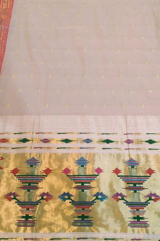 Pastel Paithani Handloom Pure Cotton Saree - Luxurion World