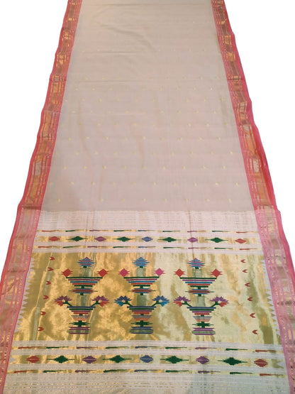 Pastel Paithani Handloom Pure Cotton Saree - Luxurion World