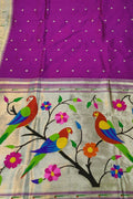 Stunning Purple Handloom Paithani Silk Saree with Muniya Border - Luxurion World