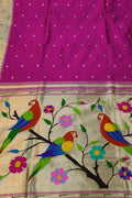 Exquisite Pink Handloom Paithani Silk Saree with Muniya Border - Luxurion World