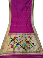 Exquisite Pink Handloom Paithani Silk Saree with Muniya Border - Luxurion World