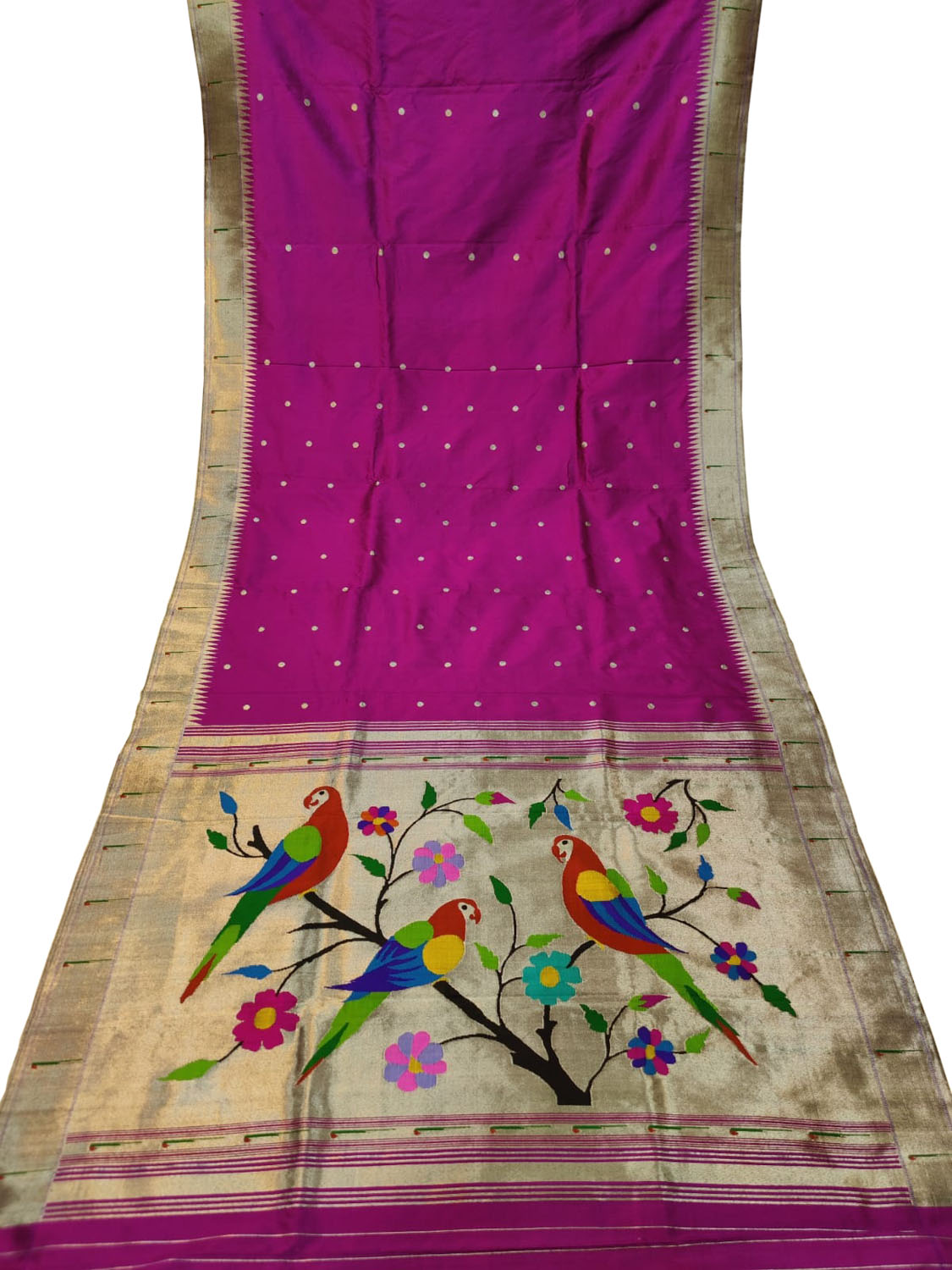 Exquisite Pink Handloom Paithani Silk Saree with Muniya Border - Luxurion World