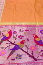 Pure Silk Orange Handloom Paithani Saree with Muniya Border - Elegant and Traditional - Luxurion World