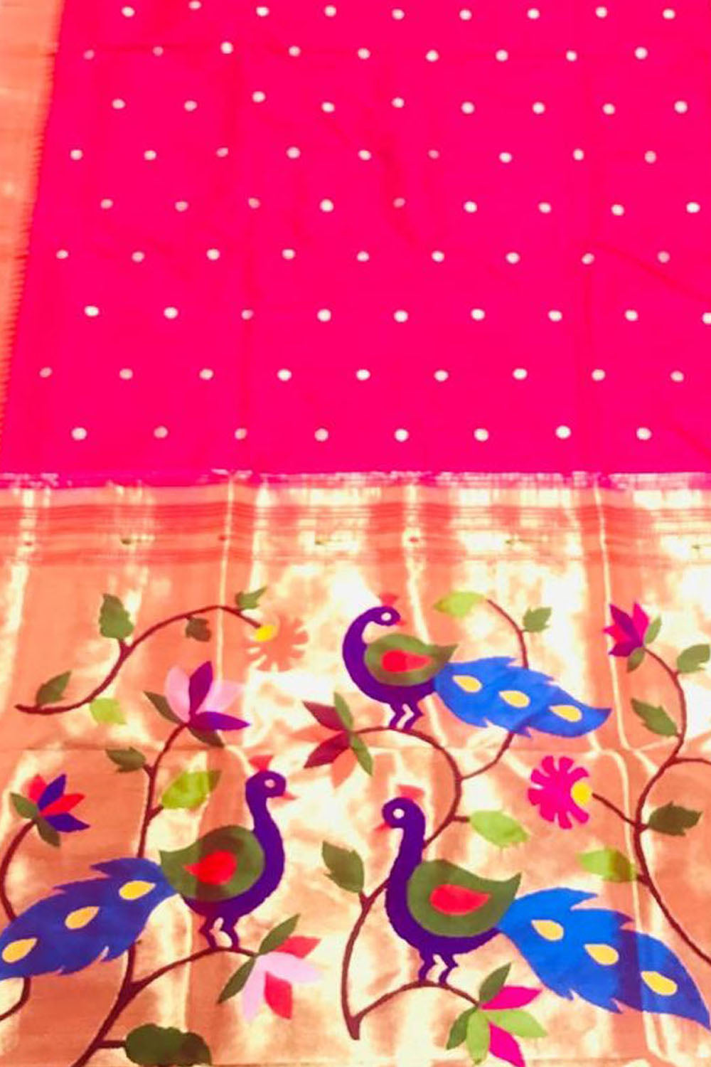 Pure Silk Pink Paithani Saree with Muniya Border - Handloom Beauty - Luxurion World