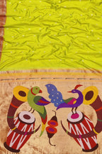 Green Paithani Handloom Pure Silk Muniya Border Saree - Luxurion World