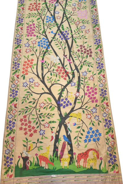 Multicolor Paithani Handloom Pure Silk Brocade Saree - Luxurion World