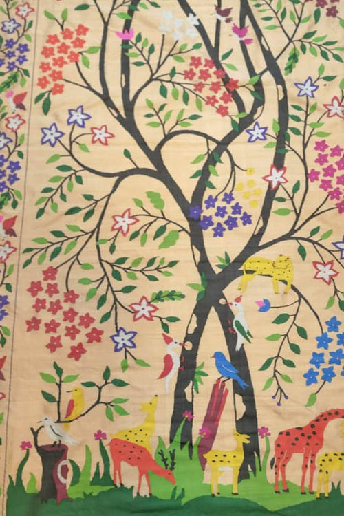 Multicolor Paithani Handloom Pure Silk Brocade Saree - Luxurion World