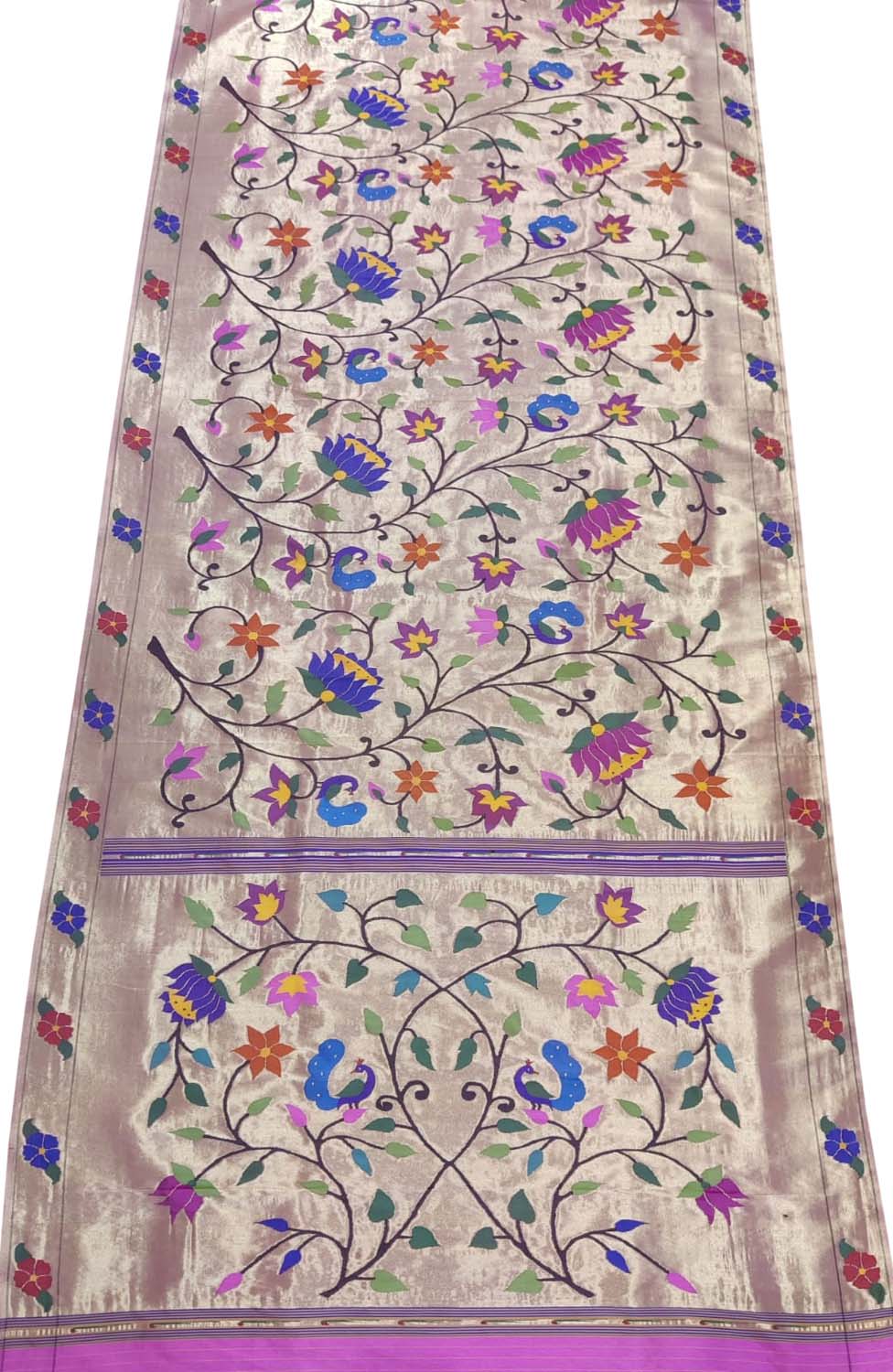 Multicolor Paithani Handloom Pure Silk Brocade Saree - Luxurion World
