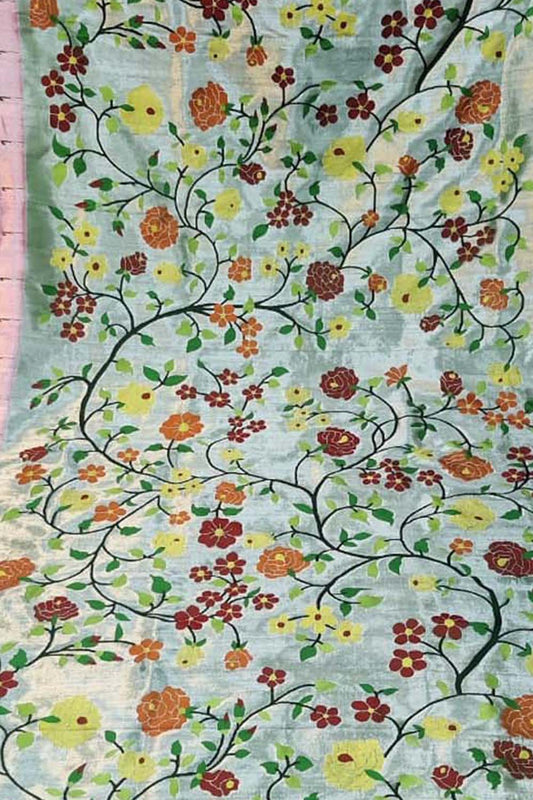 Green Paithani Handloom Pure Silk Brocade Saree - Luxurion World