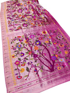 Pink Paithani Handloom Pure Silk Brocade Saree - Luxurion World