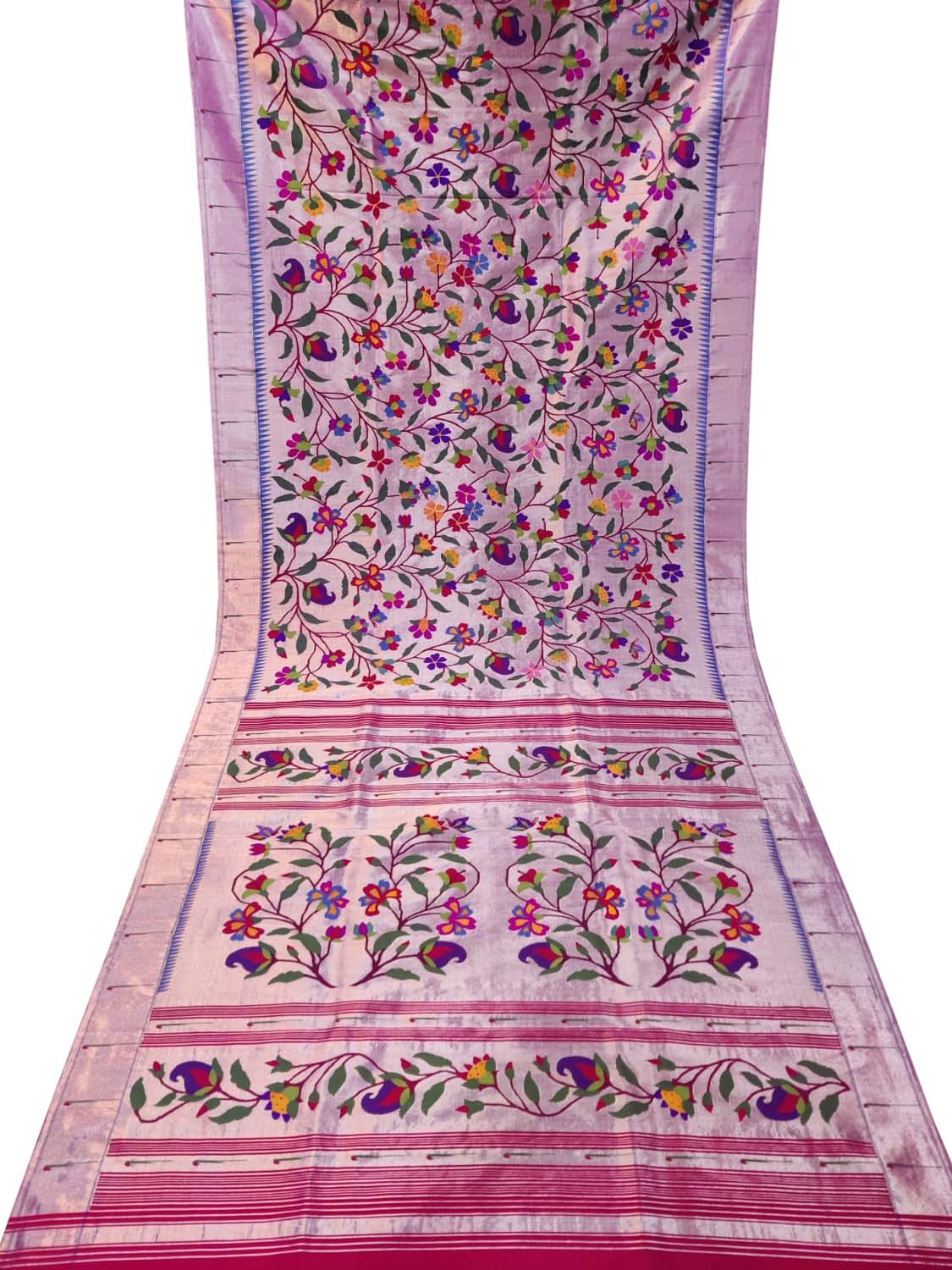 Pink Paithani Handloom Pure Silk Brocade Saree - Luxurion World