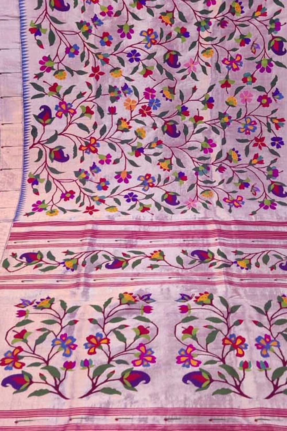 Pink Paithani Handloom Pure Silk Brocade Saree - Luxurion World