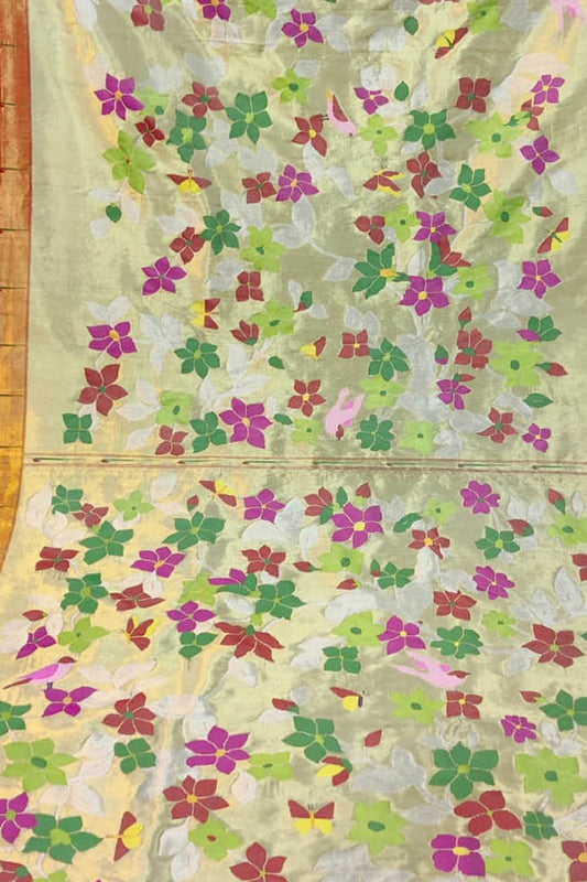 Pastel Paithani Handloom Pure Silk Brocade Saree - Luxurion World