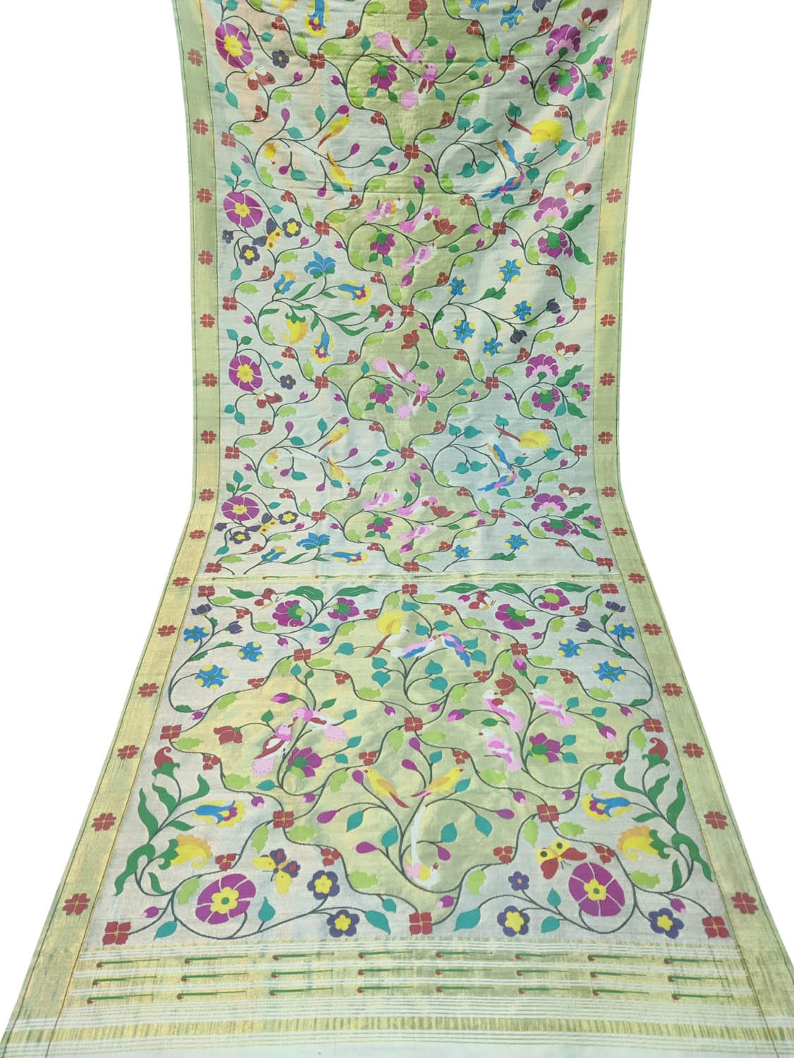Multicolor Paithani Handloom Pure Silk Brocade Saree - Luxurion World